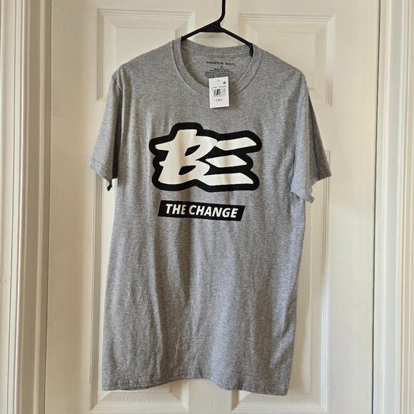 Houston White Be The Change Gray Men's Short Sleeve T-Shirt Tee Sz S - Picture 1 of 8